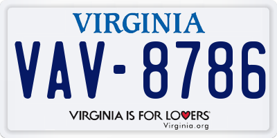 VA license plate VAV8786