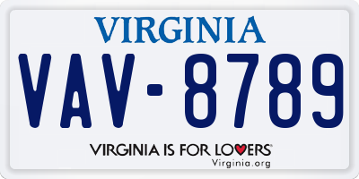 VA license plate VAV8789