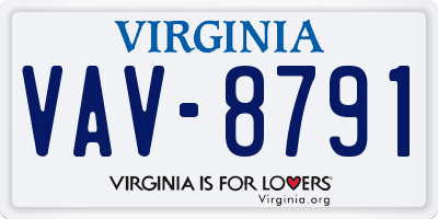 VA license plate VAV8791