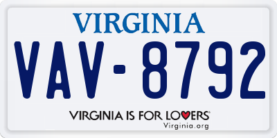 VA license plate VAV8792