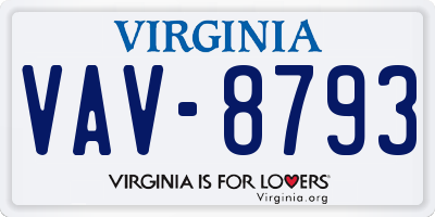 VA license plate VAV8793