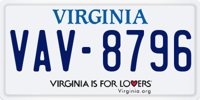 VA license plate VAV8796