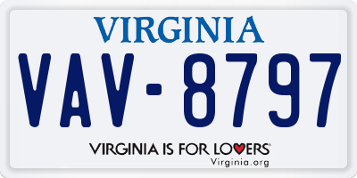 VA license plate VAV8797