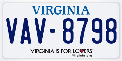 VA license plate VAV8798
