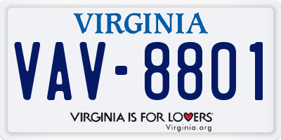 VA license plate VAV8801