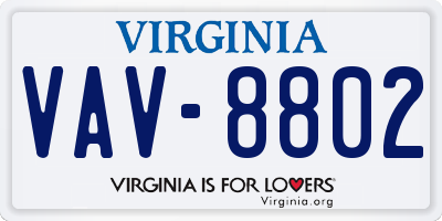 VA license plate VAV8802