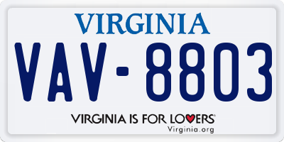 VA license plate VAV8803