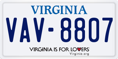 VA license plate VAV8807