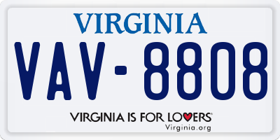 VA license plate VAV8808