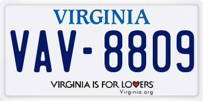 VA license plate VAV8809