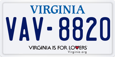 VA license plate VAV8820