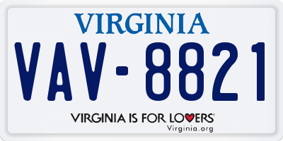 VA license plate VAV8821