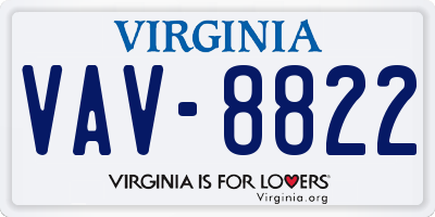 VA license plate VAV8822
