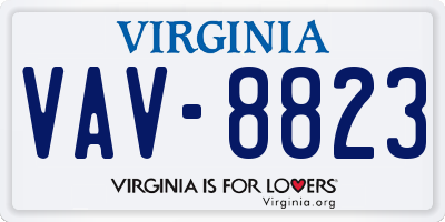 VA license plate VAV8823