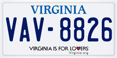 VA license plate VAV8826