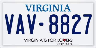 VA license plate VAV8827