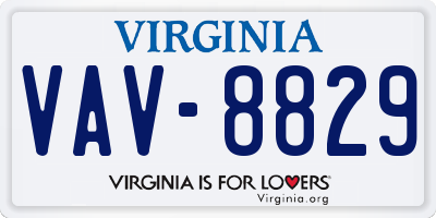 VA license plate VAV8829