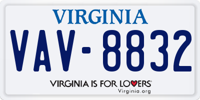 VA license plate VAV8832