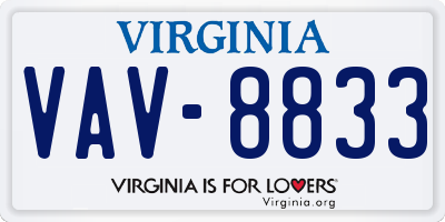 VA license plate VAV8833
