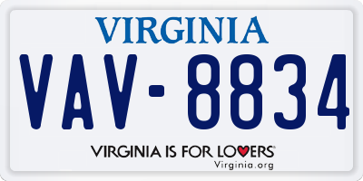 VA license plate VAV8834