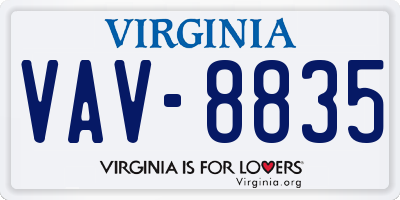VA license plate VAV8835