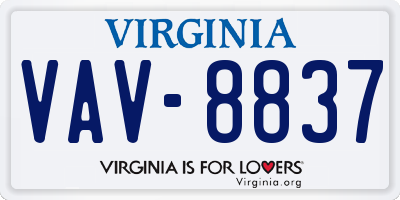 VA license plate VAV8837