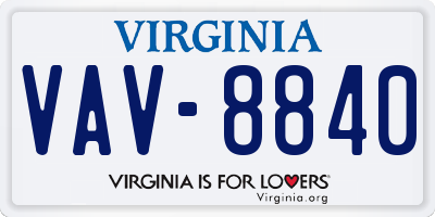 VA license plate VAV8840