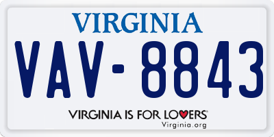 VA license plate VAV8843