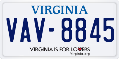 VA license plate VAV8845
