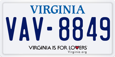VA license plate VAV8849