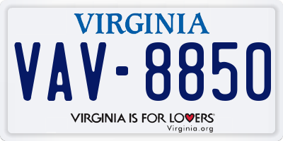 VA license plate VAV8850