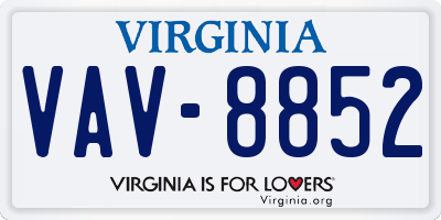 VA license plate VAV8852