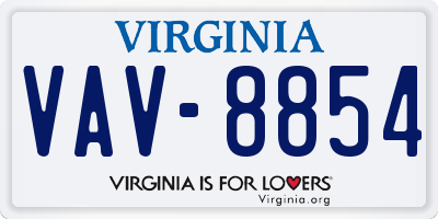 VA license plate VAV8854
