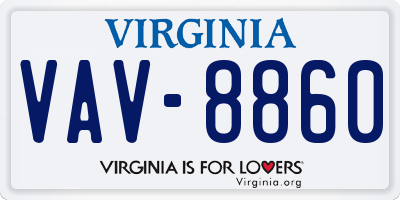 VA license plate VAV8860