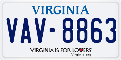 VA license plate VAV8863