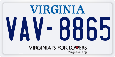 VA license plate VAV8865