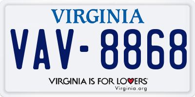 VA license plate VAV8868