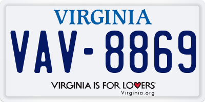 VA license plate VAV8869
