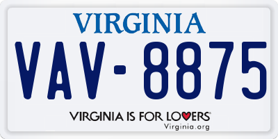 VA license plate VAV8875