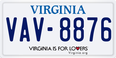 VA license plate VAV8876