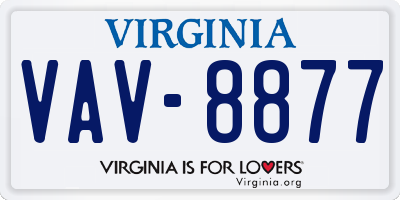 VA license plate VAV8877