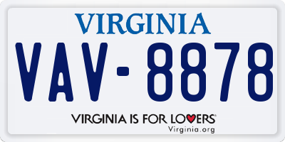 VA license plate VAV8878