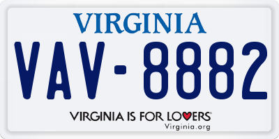 VA license plate VAV8882