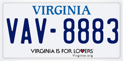 VA license plate VAV8883