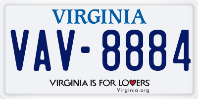 VA license plate VAV8884