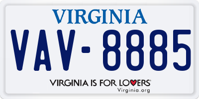 VA license plate VAV8885