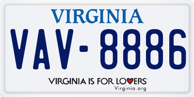 VA license plate VAV8886