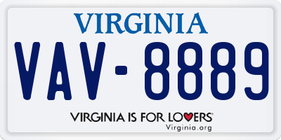 VA license plate VAV8889