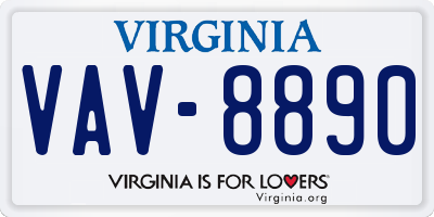 VA license plate VAV8890