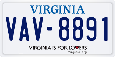 VA license plate VAV8891
